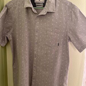 Billabong men’s gray palm tree print button front short sleeve shirt size L